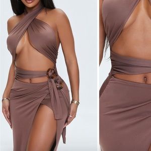 Brown sexy wrap dress